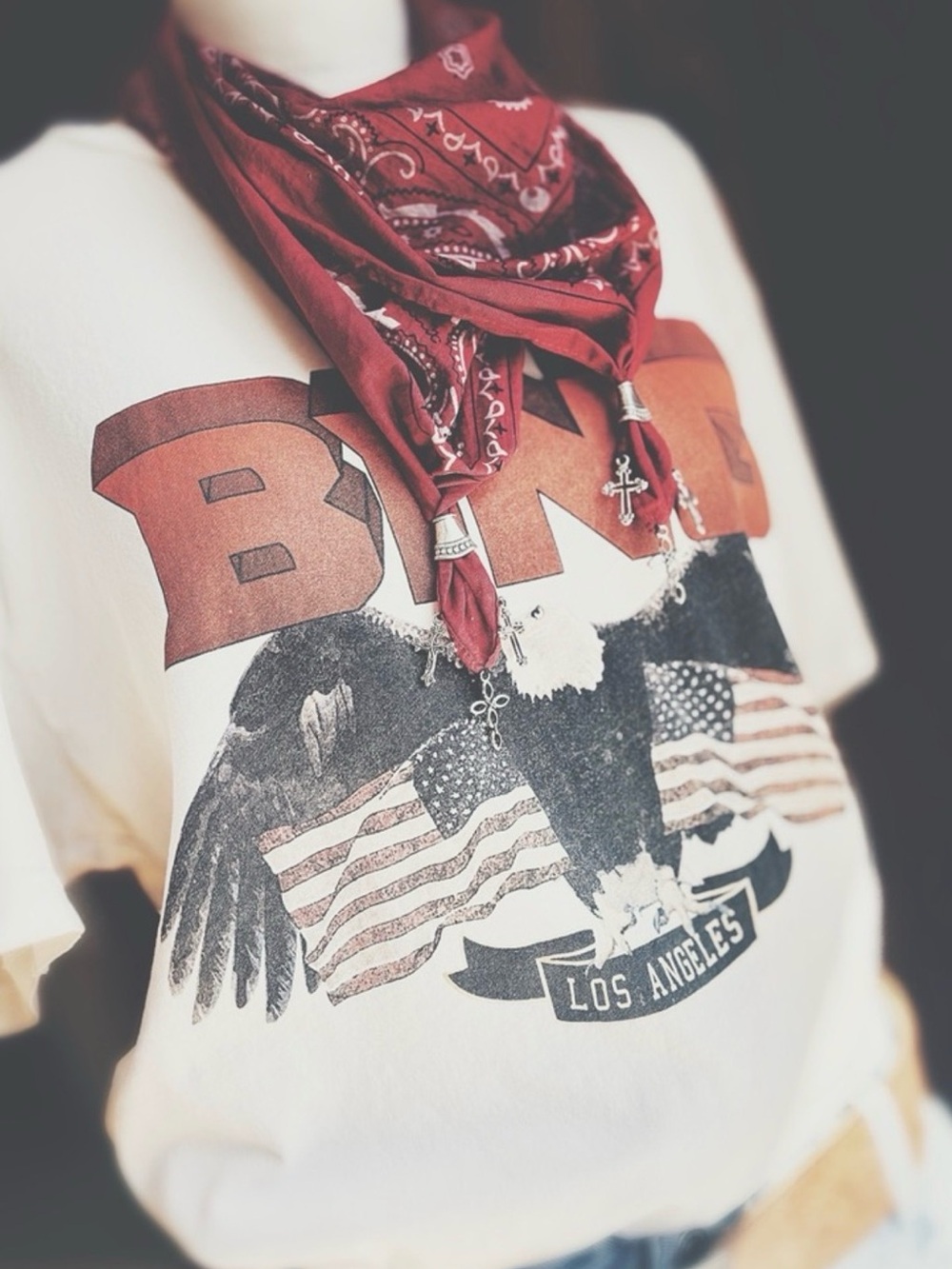 Anine Bing Los Angeles Eagle Graphic Tee Organic Cotton Size Large Worn Once